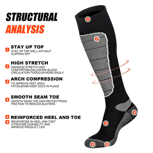 <span class=keywords><strong>Calcetines</strong></span> de Esquí de Lana Merino para Hombre, Logotipo y Color Personalizados, <span class=keywords><strong>Calcetines</strong></span> Térmicos hasta la Rodilla para Snowboard y Esquí - Product Image 3