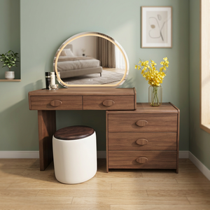Modern Makeup <b>Vanity</b> <b>Table</b> With Lighted <b>Mirror</b> Storage Desk For Bedroom Furniture - Product Image 4