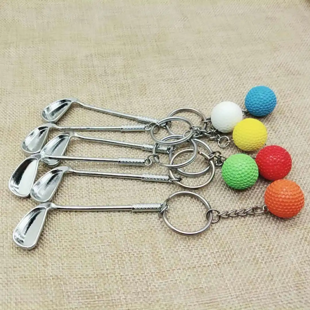 Yeni sıcak yenilik çinko alaşım Golf anahtarlıklar Golf anahtarlık kulüpleri yüzük anahtarlık Metal topu anahtarlıklar spor anahtarlık promosyon