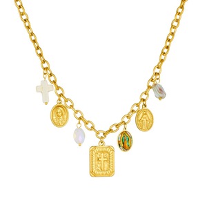 European Style Gold Plated Pendant <b>Set</b> With Cross Charm Necklace And <b>Bracelet</b> For Women Everyday Wear - Product Image 5