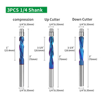 Vente chaude Carbure 1/4 ''1/2'' Tige Nano Revêtement Up Down Cut Spiral Bit Compression Flush Garniture Routeur Bit Bois Avec Roulement