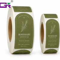 Étiquettes cosmétiques personnalisées, autocollants découpés, forme arquée, étiquette pour flacon d'huile essentielle de romarin, vinyle vert mat, emballages en vrac