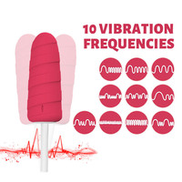 Eiscreme-förmiger 10-Frequenz-Vibrator für Frauen G-Punkt-Stimulator Weiches Silikon ABS-Material USB-Aufladbar Klitoris-Stimulator