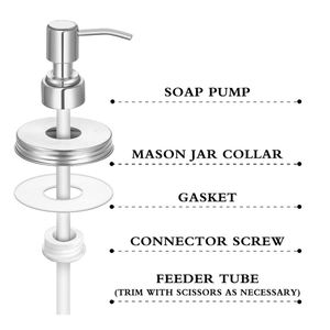 Siyah gümüş cam turşu kavanozu kapağı losyon pompalı dağıtıcı paslanmaz çelik sıvı sabunluk pompası için kapaklı cam turşu kavanozu - Product Image 4