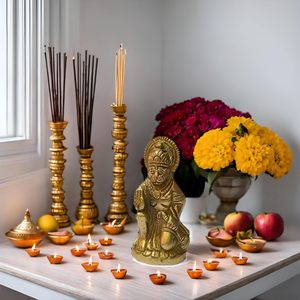 PARIJAT HANDICRAFT Large Hanuman Brass Idol Dios hindú de la fuerza Estatua para el hogar Oficina Novedad Regalo (Hanuman-ji) - Product Image 1