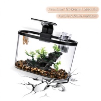Mini aquarium transparent pour salon, chambre, décoration de bureau, paysage de table, petit aquarium avec éclairage LED