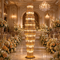Lampadaire LED en forme de pilier de cristal pour décoration d'allée de mariage, éclairage jaune télécommandé, toile de fond pour événements