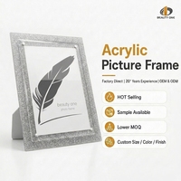 Cadre photo en acrylique direct usine, cadre décoratif, vente en gros, logo personnalisé, impression UV, OEM ODM, affichage à paillettes argentées