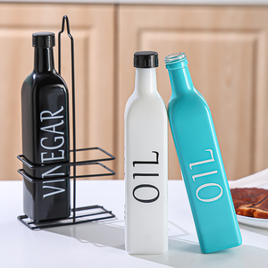 Bouteille Distributrice <span class=keywords><strong>d</strong></span>'Huile <span class=keywords><strong>d</strong></span>'Olive et de Vinaigre en Verre Coloré de Qualité Alimentaire avec <span class=keywords><strong>Bouchon</strong></span> à Vis, 250ml, 500ml, 750ml, pour la Cuisine, Vente en Gros - Product Image 2
