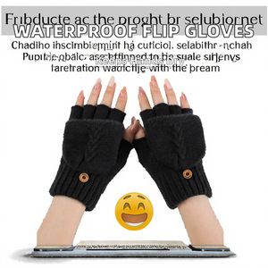 Gants unisexes en tricot imperméables à demi-doigts, style convertible, pour le cyclisme hivernal et les activités quotidiennes en extérieur, gants de sport - Product Image 2