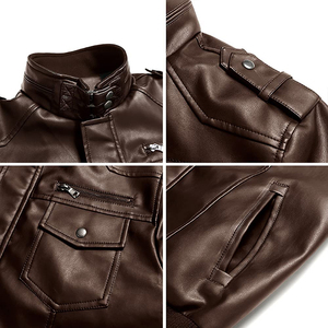 <b>Top</b> Selling Men's Winter <b>Leather</b> Jacket Coated Canvas Stand Collar Breathable Quick Dry Custom Made <b>High</b> Quality - Product Image 5