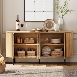 Cross-border Nordic modern <b>black</b> walnut wood entryway lattice <b>console</b> table, light luxury minimalist large capacity double door - Product Image 5