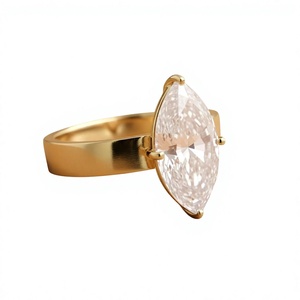 Anillo de Compromiso Solitario con Diamante Cultivado en Laboratorio de Corte Marquesa de 1.75 CT en Oro Amarillo de 14K con Engaste de Puntas - Product Image 3