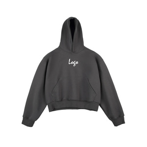 Sudadera con capucha de algodón grueso de corte holgado, estilo French Terry, con hombros caídos personalizados y dobladillo acanalado, para hombre - Product Image 4