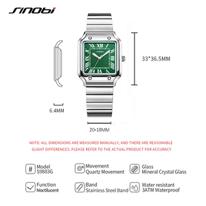<span class=keywords><strong>Orologio</strong></span> da Uomo Marchio SINOBI di Lusso con <span class=keywords><strong>Quadrante</strong></span> <span class=keywords><strong>Quadrato</strong></span> alla Moda, <span class=keywords><strong>Orologio</strong></span> Casual in Acciaio Inox Luminoso e Impermeabile - Product Image 2