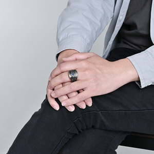 Retro Hip Hop Punk God's Eye <b>Titanium</b> Steel <b>Ring</b> Gold <b>Black</b> Silver Unisex Jewelry Gift - Product Image 2