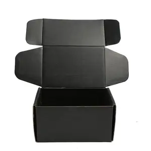 Custom black logo printing corrugated paper box kraft E flute paper Packaging Shipping Boxes black mailer box