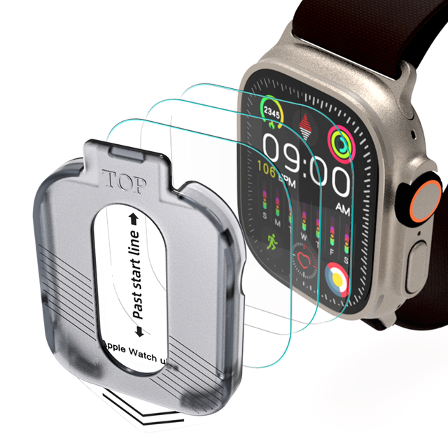 Factory 9H Tempered Glass Watch Screen Protector with Easy Install Applicator for Apple Watch Ultra