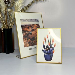 Porta Letreros Acrílicos Modernos para Bodas, Marco Dorado, Números de Mesa, Soporte Inclinado para Menús, Exhibidor Transparente para Folletos y <span class=keywords><strong>Documentos</strong></span> - Product Image 5