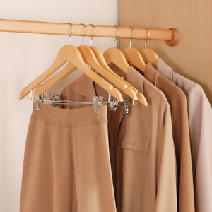 Customized Logo Wood Suit <strong>Hanger</strong> Wooden Clothes <strong>Hangers</strong> with <strong>Clips</strong> - Product Image 2