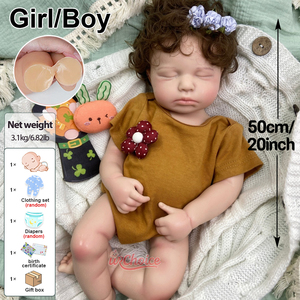 Vente en gros de poupées <span class=keywords><strong>reborn</strong></span> réalistes en silicone souple de 20 pouces, corps entièrement en silicone, fille/garçon LouLou aux cheveux bouclés, poupée de compagnie - Product Image 2