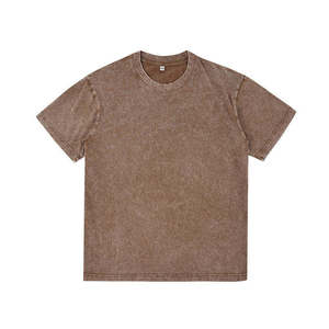 T-shirt uni délavé style rétro vintage unisexe coupe ample et oversize, vente en gros, logo personnalisé OEM, uniforme de sport et d'entraînement - Product Image 1