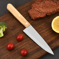 Couteau à steak en acier inoxydable, couteau à découper et à trancher portable pour pique-nique en plein air, camping, avec manche en bois