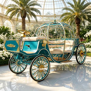 Chariot de citrouille décoratif en gros avec lumières LED intégrées pour parcs d'attractions et décorations de fêtes - Product Image 1