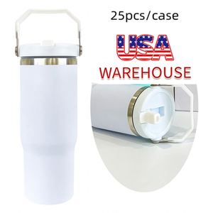 Ready Ship 25Pack 30Oz Matte <b>Macaron</b> Adult Stainless Steel Vacuum Thermal Insulation Coffee Mugs Handle for Sublimation Printing - Product Image 2