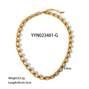 Pulsera <span class=keywords><strong>de</strong></span> acero inoxidable con cuentas <span class=keywords><strong>de</strong></span> moda para celebridades <span class=keywords><strong>de</strong></span> internet, collar <span class=keywords><strong>de</strong></span> acero inoxidable con diseño <span class=keywords><strong>de</strong></span> <span class=keywords><strong>pan</strong></span> pequeño exagerado, <span class=keywords><strong>oro</strong></span> auténtico, a la moda - Product Image 3