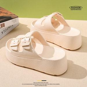 Sandales compensées d'été en EVA pour femme Guru, beige, à semelle épaisse, respirantes, antidérapantes, à larges brides, pour l'extérieur - Product Image 1