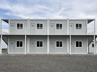 Maison préfabriquée modulaire à deux étages en panneaux d'acier à assemblage rapide, avec double escalier, balcon, dortoir, 20 pieds, garantie 5 ans