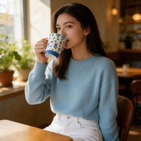 Mug Kopi Dekoratif Keramik Porselen Desain Kontemporer Merek Harvit yang Dapat Digunakan Kembali, Dipesan Khusus/Dibuat Sesuai Pesanan dari Guangdong