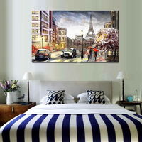 Décoration de la maison vue Graffiti Art peinture à l'huile 100% peint à la main Paris rue toile Pop SJ moderne conceptions personnalisées acceptées 1 pièces