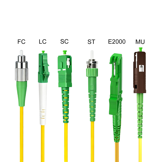 APC Single Mode Simplex Fiber Patch Cord SC LC FC ST Connectors for FTTH Telecom Project