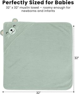 <span class=keywords><strong>Serviette</strong></span> <span class=keywords><strong>de</strong></span> bain à capuche pour bébé en coton mousseline 4 couches, absorbante, avec oreilles d'animaux <span class=keywords><strong>de</strong></span> dessin animé - Product Image 3