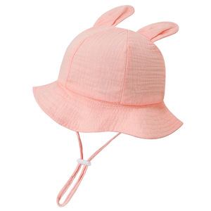 Sombrero de cubo plisado de gasa para bebé recién nacido, sombrero de pescador con estampado bordado 3D, orejas de conejo, <span class=keywords><strong>protector</strong></span> <span class=keywords><strong>solar</strong></span>, verano, informal, 0-12M - Product Image 5