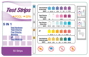 Kit de test 5 en 1 <span class=keywords><strong>bandelettes</strong></span> de test chimique testeur de kit de <span class=keywords><strong>bandelettes</strong></span> pour chore pH durete alcalinite - Product Image 4