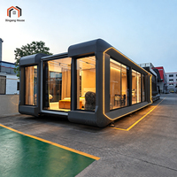 Maisons préfabriquées modulaires de luxe extensibles et pliables en verre trempé pour climats froids, cabane Airbnb mobile