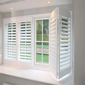 Factory Price Plantation Shutters Jaslousie Louver Windows Shutter Simple Style Wooden And PVC Shutters For Window