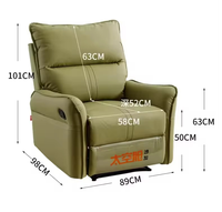 Chaise longue en cuir avec texture lisse et brillante, fauteuil inclinable simple avec USB