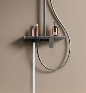 Modern Wall Mount <b>Shower</b> Set With Rainfall <b>Square</b> <b>Head</b> And Handheld Spray Chrome Finish Brass Construction - Product Image 3