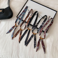 Syal Tipis Manik-manik Vintage 100*2 Cm untuk Wanita Syal Leher Dapat Disesuaikan Gaya Kalung Mode Syal Panjang Pita Dekorasi Rambut