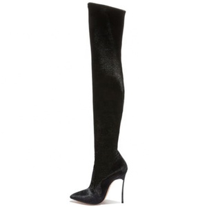 Bottes hautes à talons en satin de soie extensible pour femmes, à enfiler, couleur unie, au-dessus du genou, super longues, pour l'hiver - Product Image 2