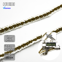 Ruban tressé personnalisé bicolore en polycoton avec fil doré, garniture de ceinture tissée pour la production d'accessoires vestimentaires, de sacs et de chapeaux