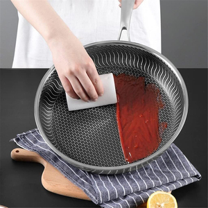 Triply Stainless Steel Frying <b>Pan</b> Saute <b>Pan</b> Non-Stick Coating Gas <b>Induction</b> Cooking 3 Layers Stainless Steel Fry <b>Pan</b> - Product Image 4