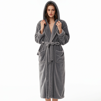 Robes pour femmes Peignoir à capuche en polaire de luxe Peluche Long Spa Robe Femme élégante