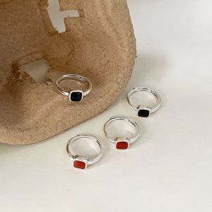 S925 Sterling Silver Geometric <b>Ring</b> With Enamel Inlay For Women Everyday Wear - Product Image 3
