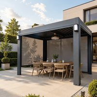 Pergola Aluminium Alloy Tahan Air dengan Penutup Matahari Elektrik untuk Halaman Vila dan Taman Luar Ruangan