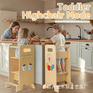 Torre de aprendizaje infantil de madera con pizarra y tobogán, taburete Montessori para niños - Product Image 4